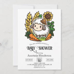 Invitation Baby shower de mouton doux simple