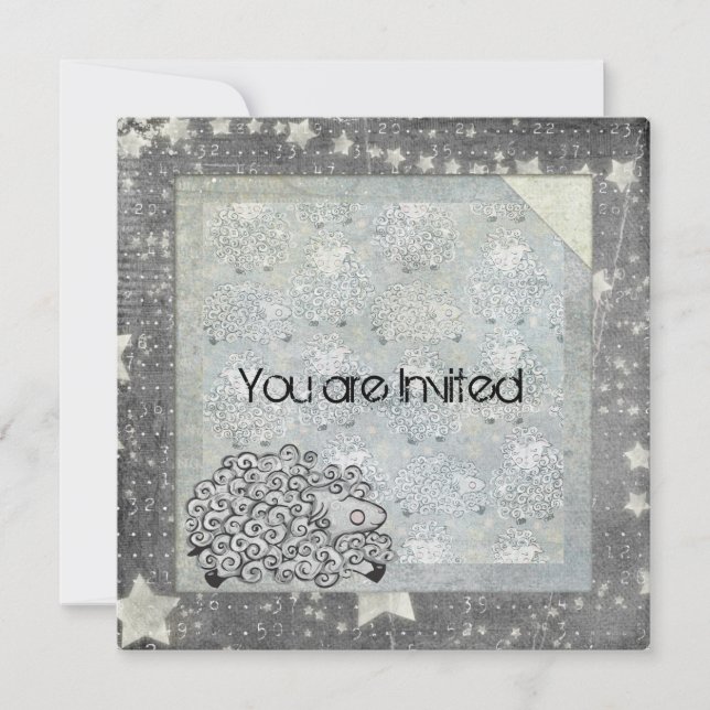 Invitation Baby shower de mouton endormi (Devant)