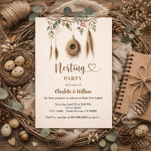 Invitation Baby shower de nidification de nid d'oiseau