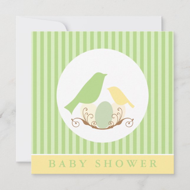 Invitation Baby shower de nids d'oiseaux (Devant)