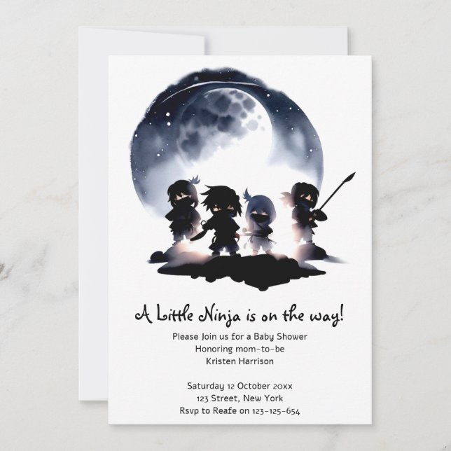Invitation Baby shower de Ninja (Devant)