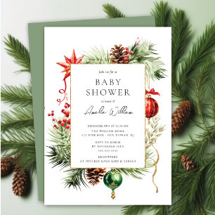 Invitation Baby shower de Noël aquarelle