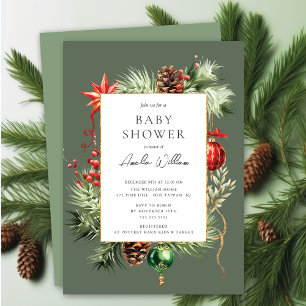 Invitation Baby shower de Noël aquarelle