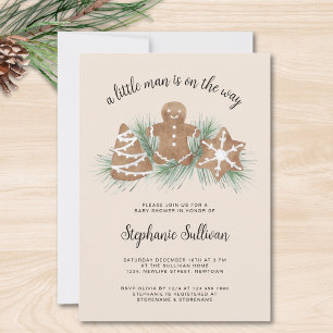 Invitation Baby Shower de Noël au pain d'épice