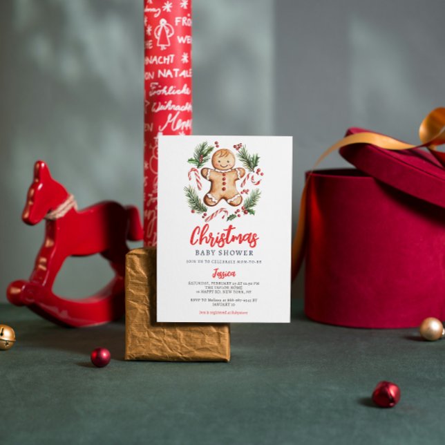 Invitation Baby Shower de Noël avec des biscuits au gingembre (Créateur téléchargé)