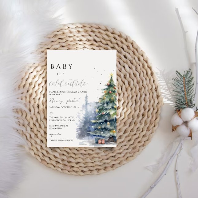 Invitation Baby shower de Noël | Bébé Son Froid À L'Extérieur (Créateur téléchargé)