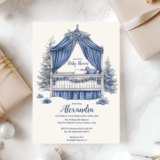 Invitation Baby shower de Noël bleu (Créateur téléchargé)