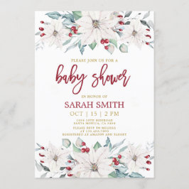 Invitation Baby shower de Noël de la pointe blanche