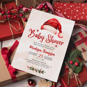 Invitation Baby shower de Noël de Santa Hat