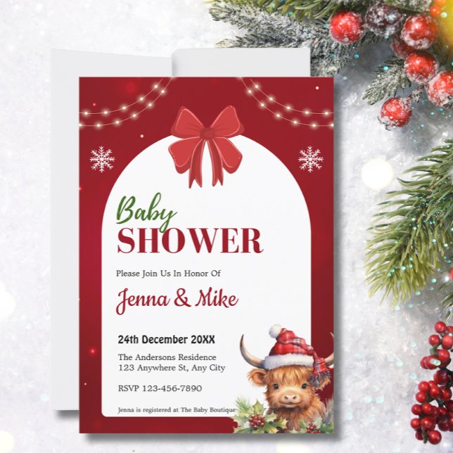 Invitation Baby shower de Noël de Vache de Vache de la région (Créateur téléchargé)