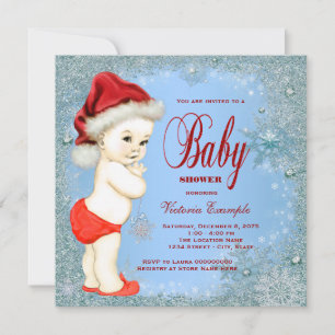 Invitation Baby shower de Noël des Blue Snowflake Boys