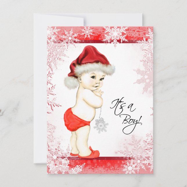 Invitation Baby shower de Noël des garçons Snowflake (Devant)