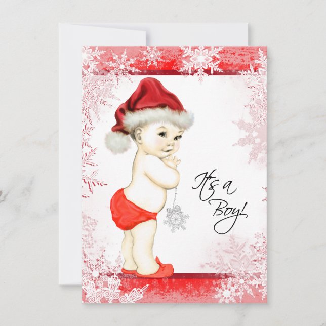Invitation Baby shower de Noël des garçons Snowflake (Devant)