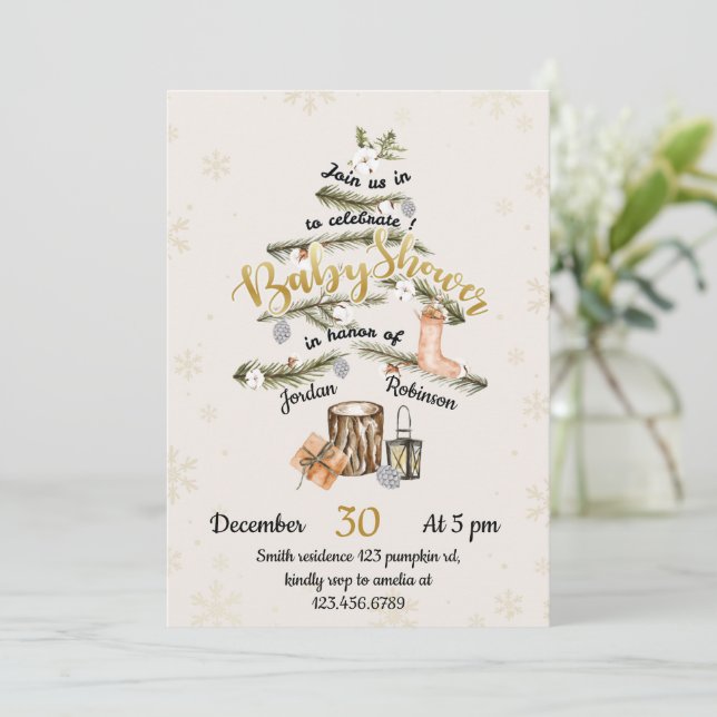 Invitation Baby shower de Noël d'hiver (Debout devant)