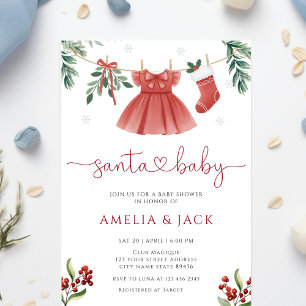 Invitation Baby shower de Noël d'hiver de père Noël