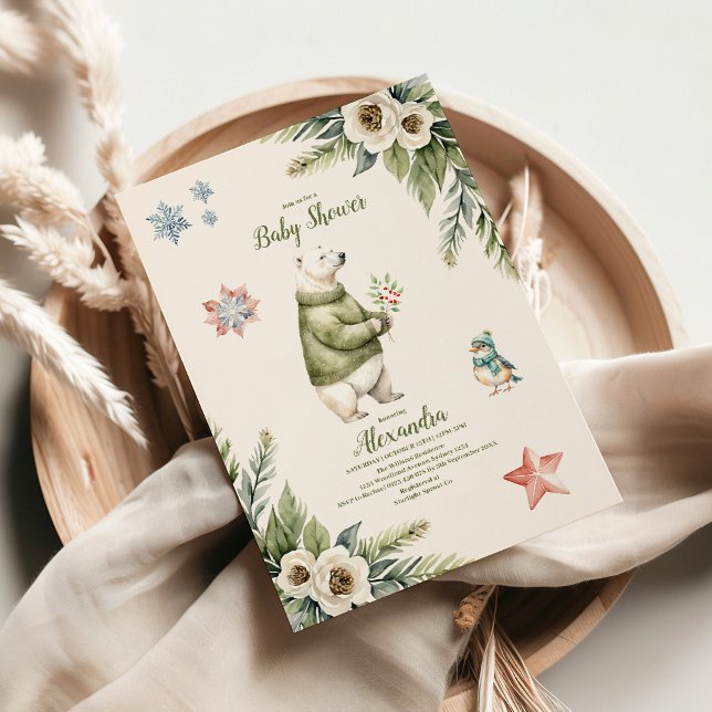 Invitation Baby shower de Noël d'hiver Woodland (Créateur téléchargé)