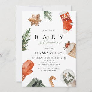 Invitation Baby shower de Noël hiver