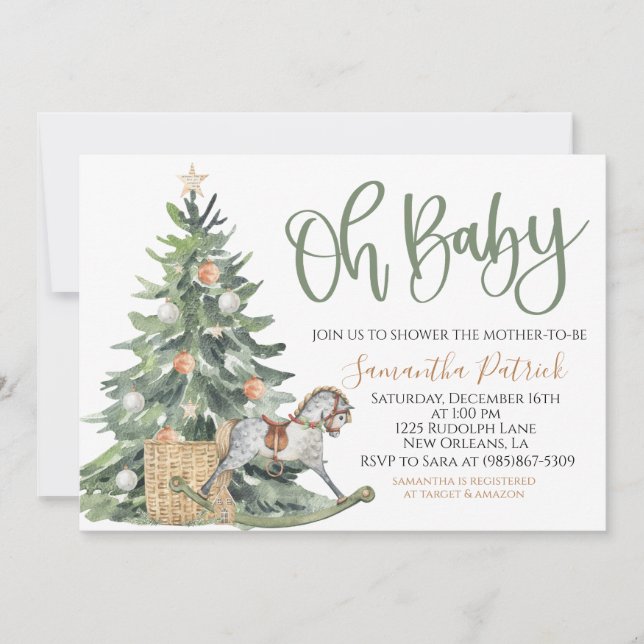 Invitation Baby shower de Noël Hygge (Devant)