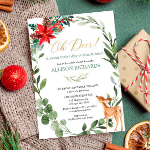 Invitation Baby shower de Noël neutre pour le genre Oh cerf