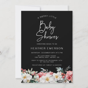 Invitation Baby Shower de Noël Noir