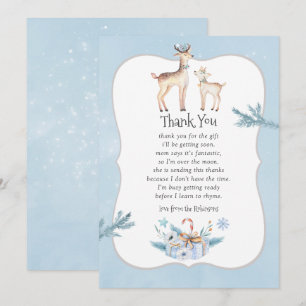 Invitation Baby shower de Noël Pastel Aquarelle Merci