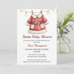 Invitation Baby shower de Noël Père Noël Vêtements rouge et