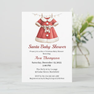 Invitation Baby shower de Noël Père Noël Vêtements rouge et