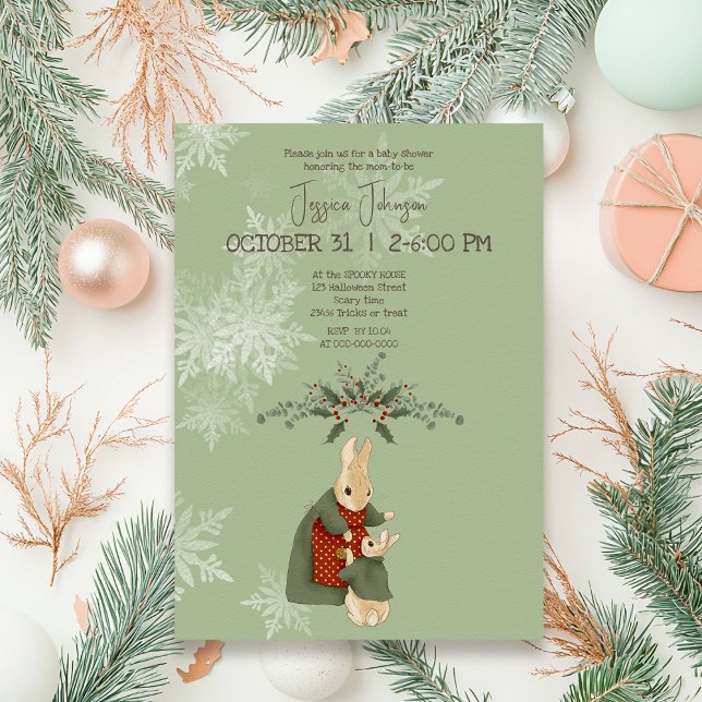 Invitation Baby shower de Noël Peter Rabbit (Créateur téléchargé)