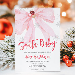 Invitation Baby shower de Noël Pink Bow