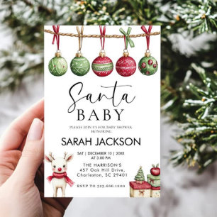 Invitation baby shower de Noël pour bébé père Noël