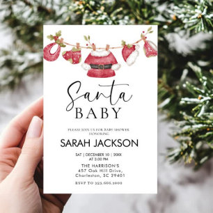 Invitation baby shower de Noël pour bébé père Noël