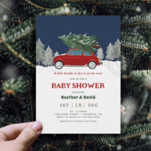 Invitation Baby shower de Noël vintage Red Truck