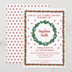 Invitation Baby shower de Noël Wreath & Garland