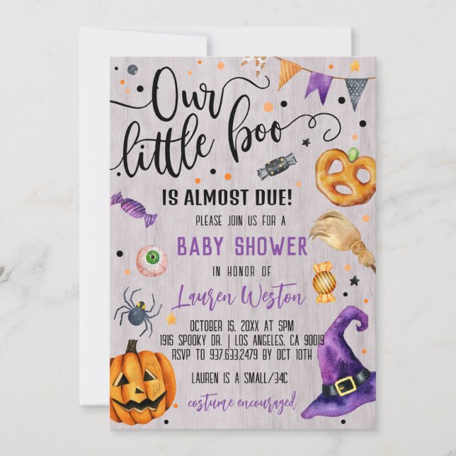 Invitation Baby shower de notre petit Boo Hallowee (Devant)