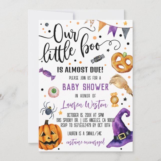 Invitation Baby shower de notre petit Boo Hallowee (Devant)