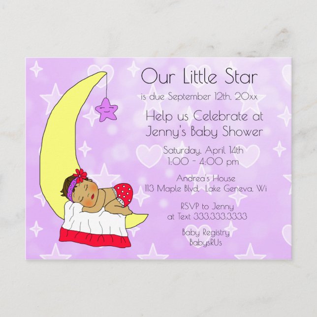 Invitation Baby shower de notre petite étoile (Devant)