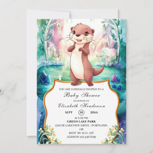 Invitation Baby shower de Otter Whimsical (Devant)
