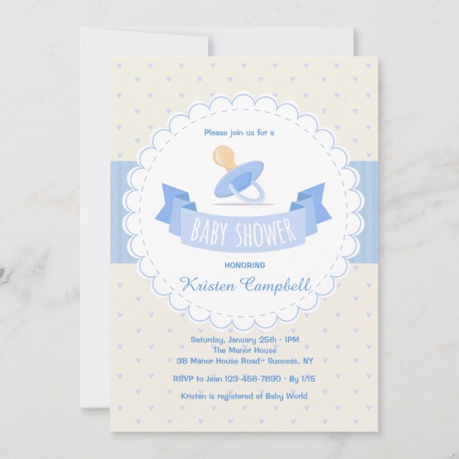 Invitation Baby shower de Pacifique bleu (Devant)