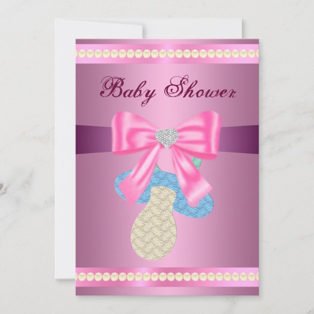 Invitation Baby shower de Pacifique rose (Devant)