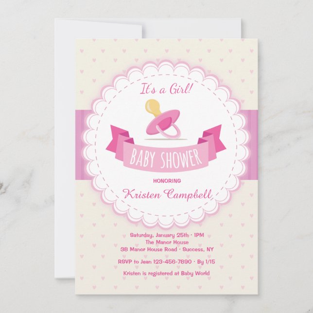 Invitation Baby shower de Pacifique rose (Devant)