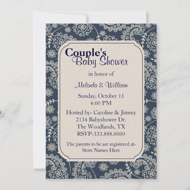 Invitation Baby shower de Paisley Couple (Devant)