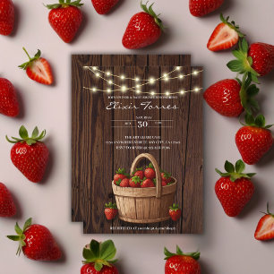 Invitation Baby shower de panier en bois sucré fraise