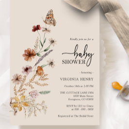 Invitation Baby shower de papillon Boho