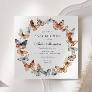 Invitation Baby shower de papillon Boho