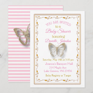 Invitation Baby shower de papillon de petite fille personnali