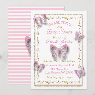 Invitation Baby shower de papillon de petite fille personnali