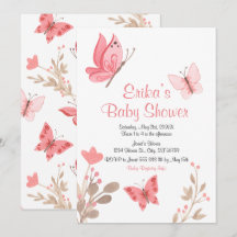 Baby shower de papillons floraux rose pâle