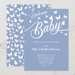 Invitation Baby shower de papillons Garçon bleu neutre