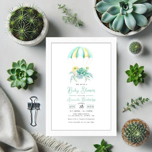 Invitation Baby shower de parachute de bouquet de succulents