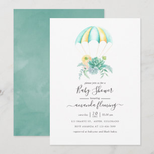 Invitation Baby shower de parachute de bouquet de succulents 
